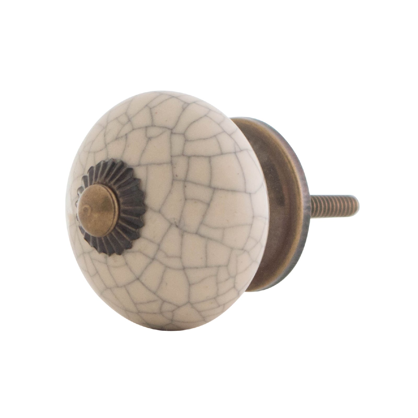 Knober 1 x Cream Beige Crackle Stainless Steel Fitting Furniture Knobs 40 mm Knob Door Handle Thread Metric M3 Antique Look Brik
