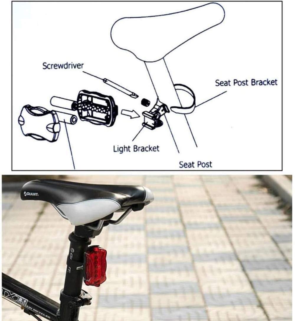 Solide 2 Stück Fahrrad Rücklicht Wasserdicht 5 LED Fahrrad Rücklichter Fahrrad Sicherheit Warnleuchte Bremslicht Blinker Licht für Radfahren (Rot) Langlebig