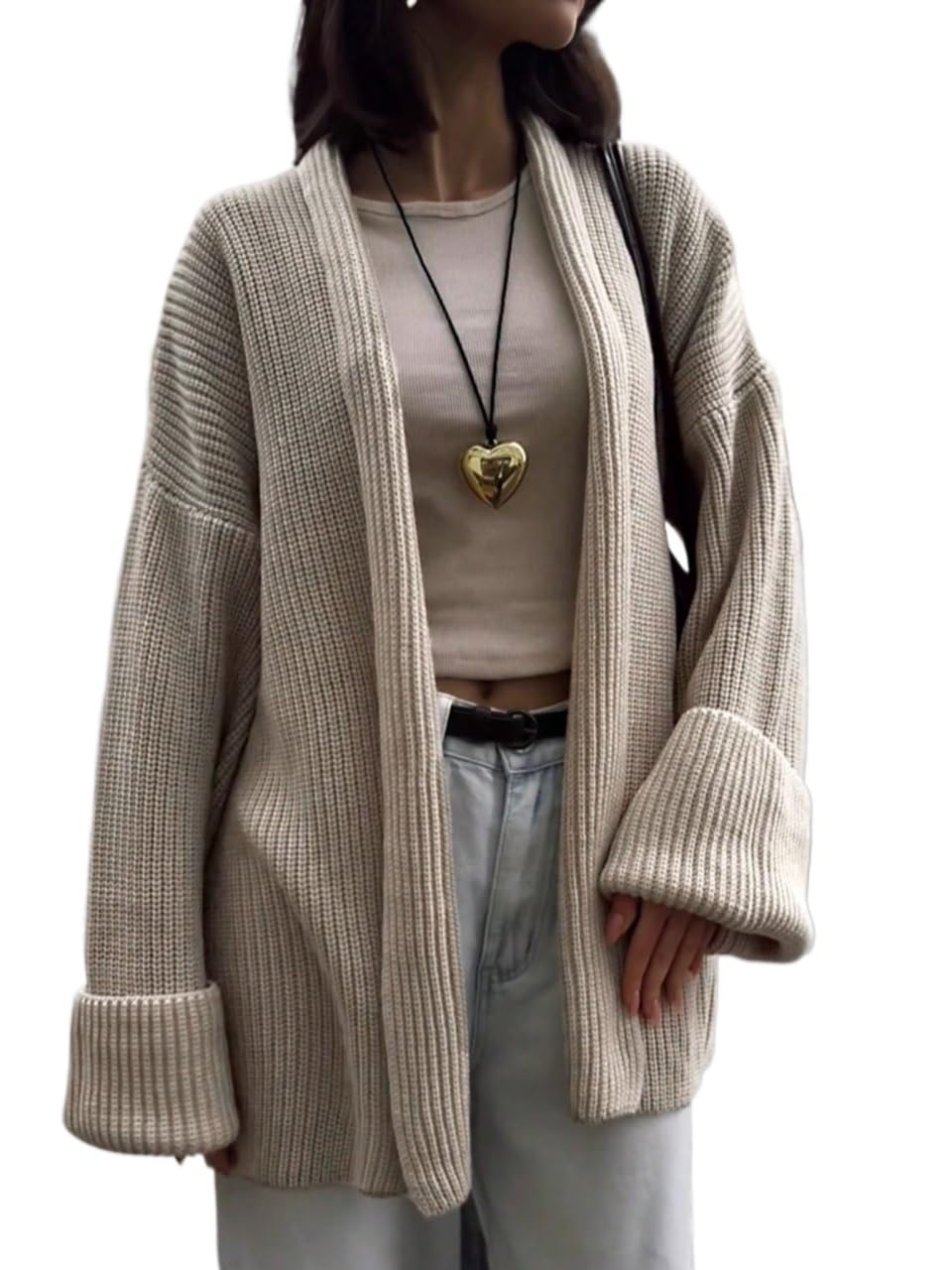 Womens Fall Trendy Solid Color Tie-Waist Casual Cardigan for Sweater for Cardigan Tops