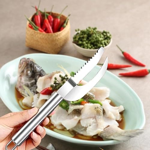 Miniatura 6 de Herramienta de raspado de escamas de pescado, cuchillo multifunción de acero inoxidable para escamas de pescado, kit de limpieza de pescado,