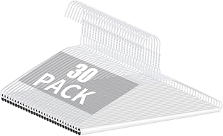 30 Pcs Dry Cleaner Hangers Bulk with Tubes 16" Wire Hangers White | Metal Wire Hanger for Home Dry Cleaners Back to School Clothing Pants Coats Shirts Skirts