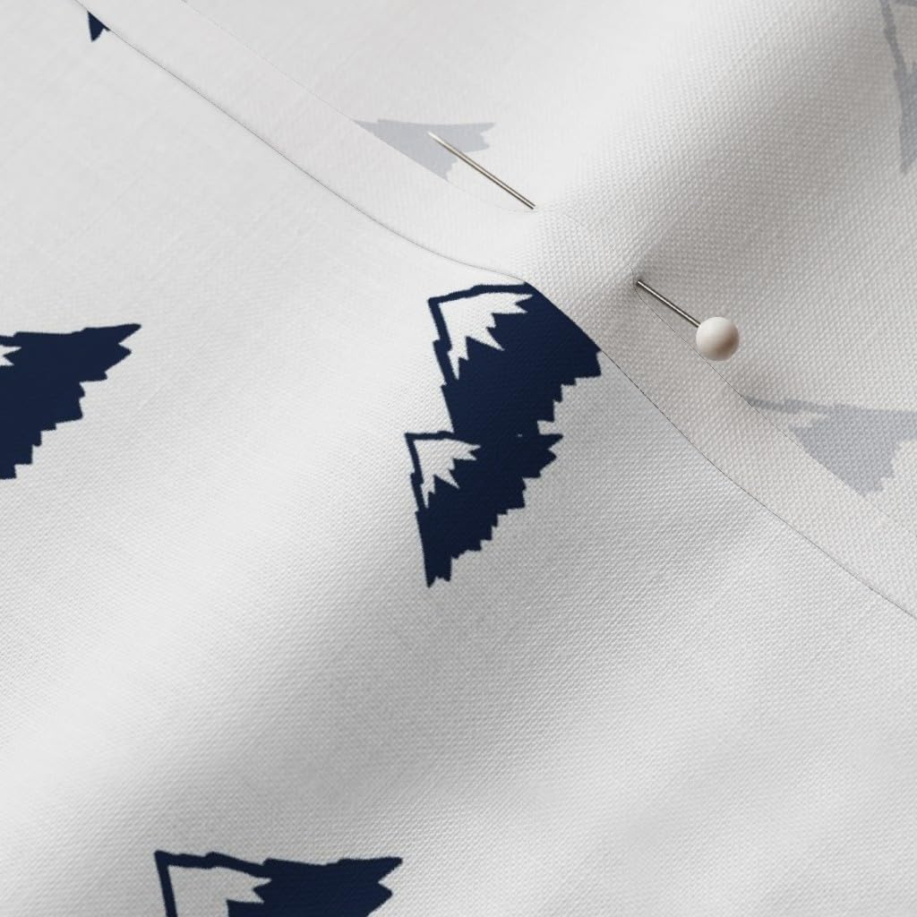 Spoonflower Fabric - Mountains Navy Northern Lights Woodland Modern Printed on Petal Signature Cotton Fabric Fat Quarter - Sewing Quilting Apparel Crafts Decor