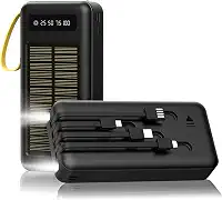 Carregador Solar BLACKULTRA, Banco de Energia Solar Portátil de 20000mAh para Todos os Telefones Celulares, Carregador de Energia de Backup Externo Lanternas LED, Perfeito para Viagens de Acampamento