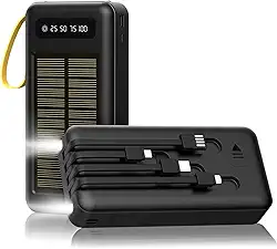 Carregador Solar BLACKULTRA, Banco de Energia Solar Portátil de 20000mAh para Todos os Telefones Celulares, Carregador de Energia de Backup Externo Lanternas LED, Perfeito para Viagens de Acampamento