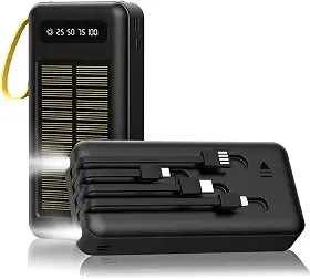 Carregador Solar BLACKULTRA, Banco de Energia Solar Portátil de 20000mAh para Todos os Telefones Celulares, Carregador de Energia de Backup Externo Lanternas LED, Perfeito para Viagens de Acampamento
