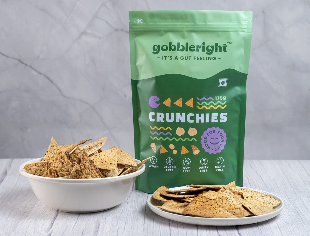 gobbleright Healthy Snacks Combo Pack, Smart Cookie Dough (350gm) & Crunchies (80gm)/ Gluten Free, Vegan, SOYA Free, Grain Free, Dairy Free - Pack of 2 1