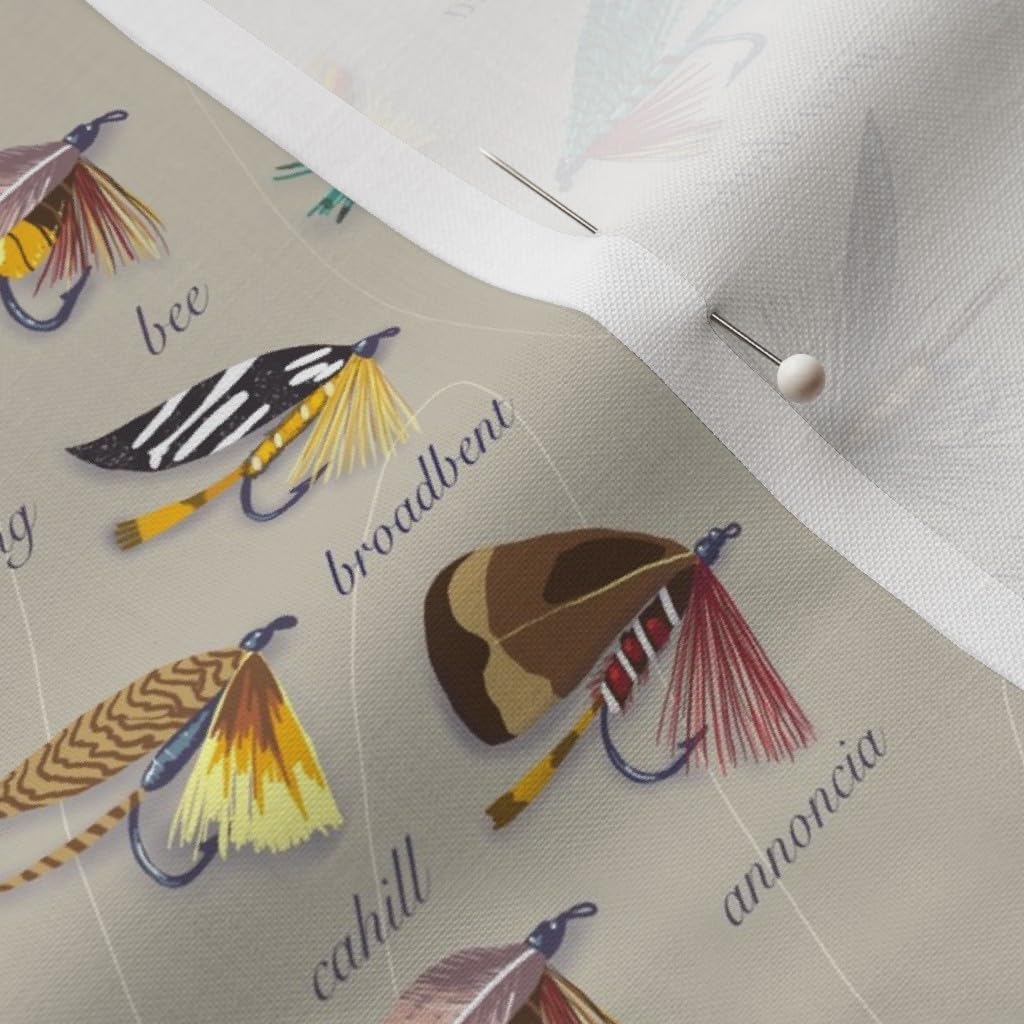 Spoonflower Fabric - Trout Small Scale Tan Sports Fly Fishing Masculine Recreation Printed on Petal Signature Cotton Fabric by The Yard - Sewing Quilting Apparel Crafts Decor