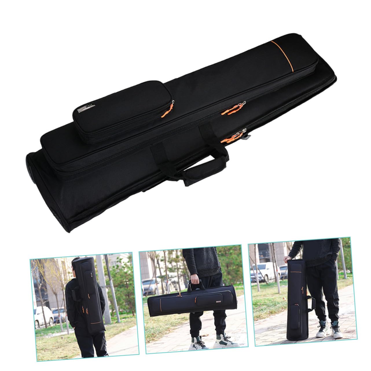 Borsa Porta Trombone Oxford Nero Doppia Spalla, Grande Capacità, Resistente All'abrasione dal Design Creativo per Strumenti Musicali