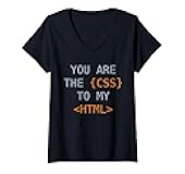 Womens CSS HTML Valentine Code Funny Programming Coding Gift Black V-Neck T-Shirt