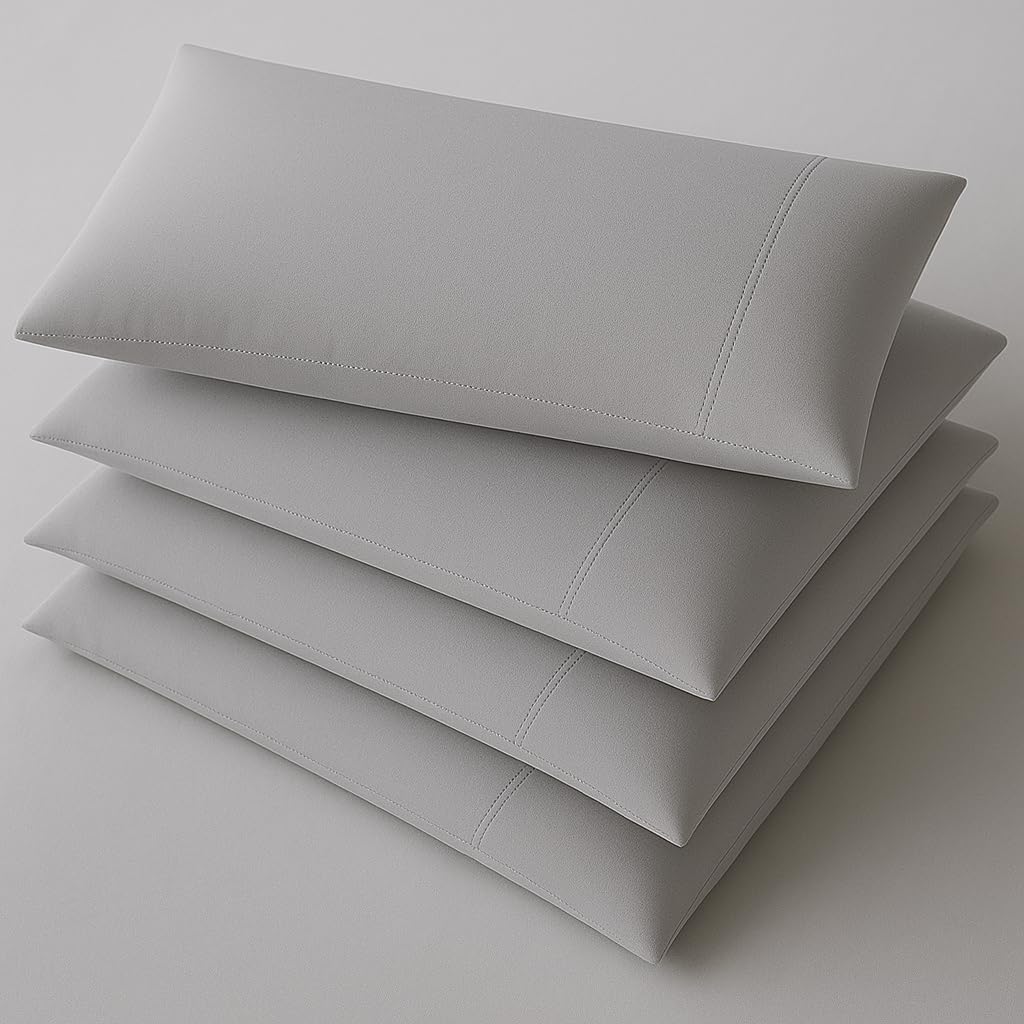 Mattress-Homes Hotel Quality Premium Pillowcases Queen Size Set of 4 Cotton Pillows for Sleeping, Smooth & Silky Cozy Breathable Bed Pillow Covers Machine Washable in White Stripe