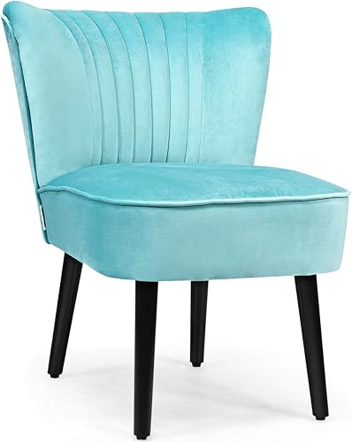 Miniatura 9 de Giantex Juego de 2 sillas decorativas de terciopelo, sillas de club de ocio modernas tapizadas con patas de madera maciza, asiento de esponja