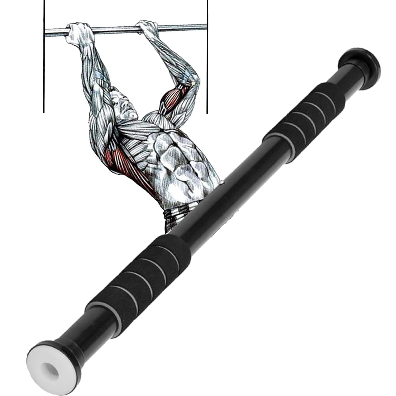 STRIVE FIT Door Pull Up Bar for Home Workout (Load Capacity: 100 KG) Wall Mounted Pullup Bar At Home Non Slip Pull Up Rod & Chin Up Bar For Home with Adjustable Length 60 to 100cm
