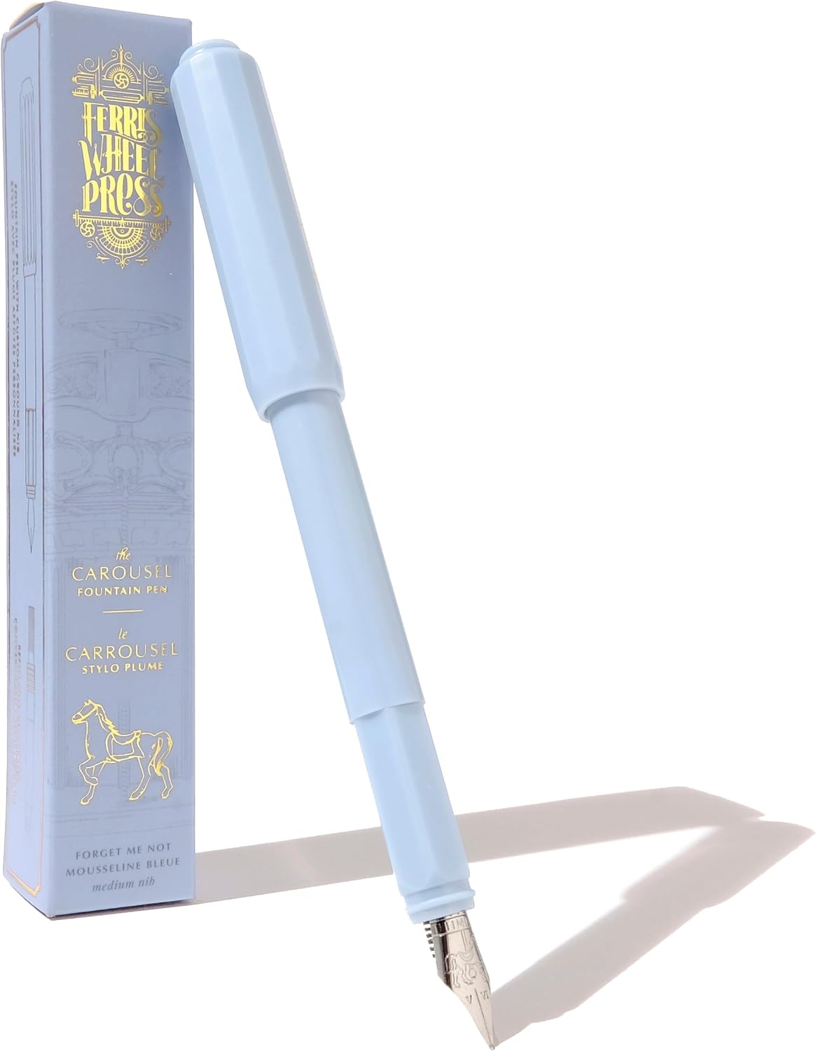 Ferris Wheel Press | Carousel Fountain Pen | Acrylic blend body | Air-sealed click locking cap | Forget Me Not | Light Blue | Fine Nib