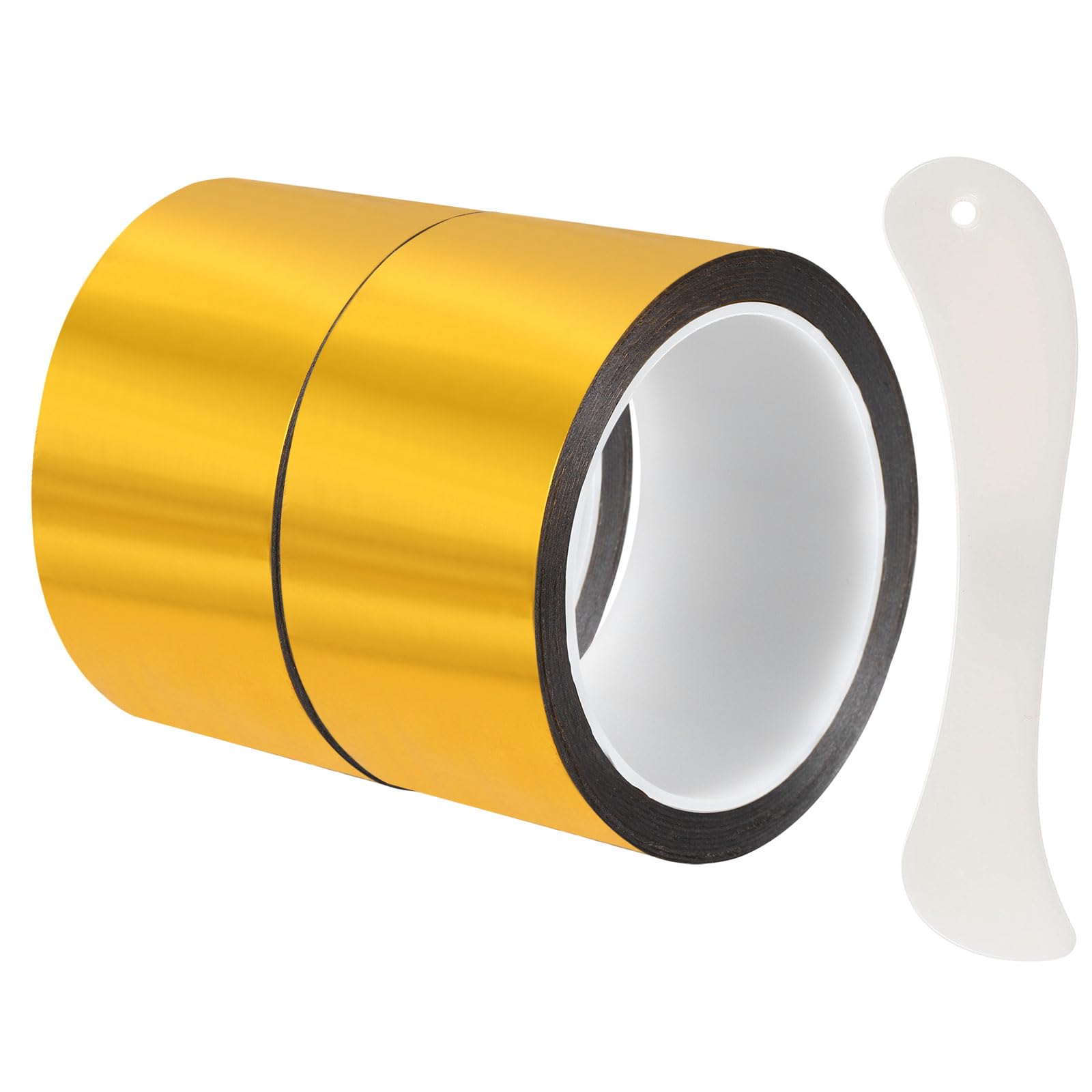 DEFANEX Metallic Mirror Tape (50mm x 50m, 0.05mm, Gold)(2 Roll) Self Adhesive Duct Tape, for Wall Decoration Border DIY Gift Wrap