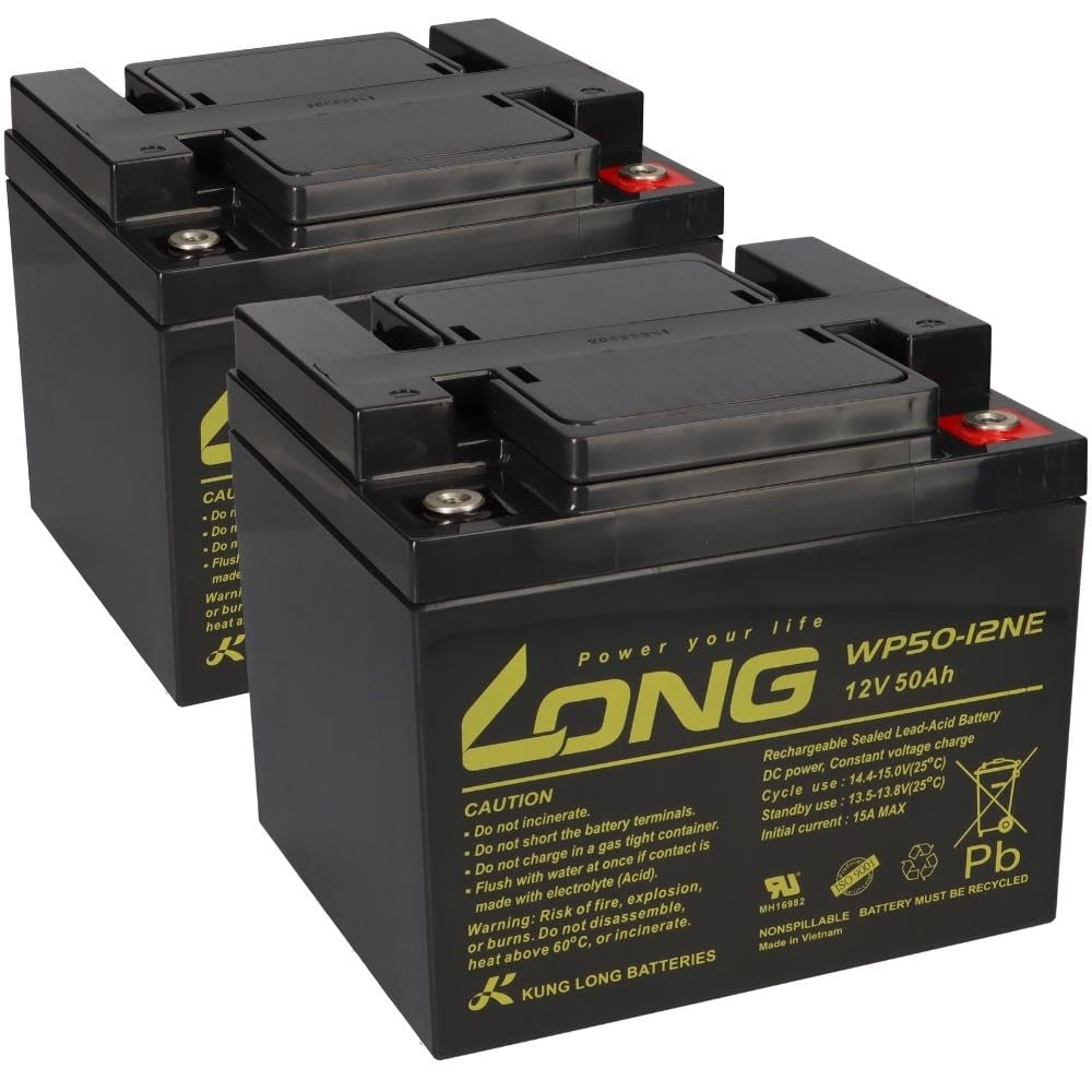 Batería de repuesto para sillas de ruedas eléctricas Otto Bock, 2 unidades Kung Long 12 V 50 Ah, batería de plomo resistente a ciclos AGM VRLA