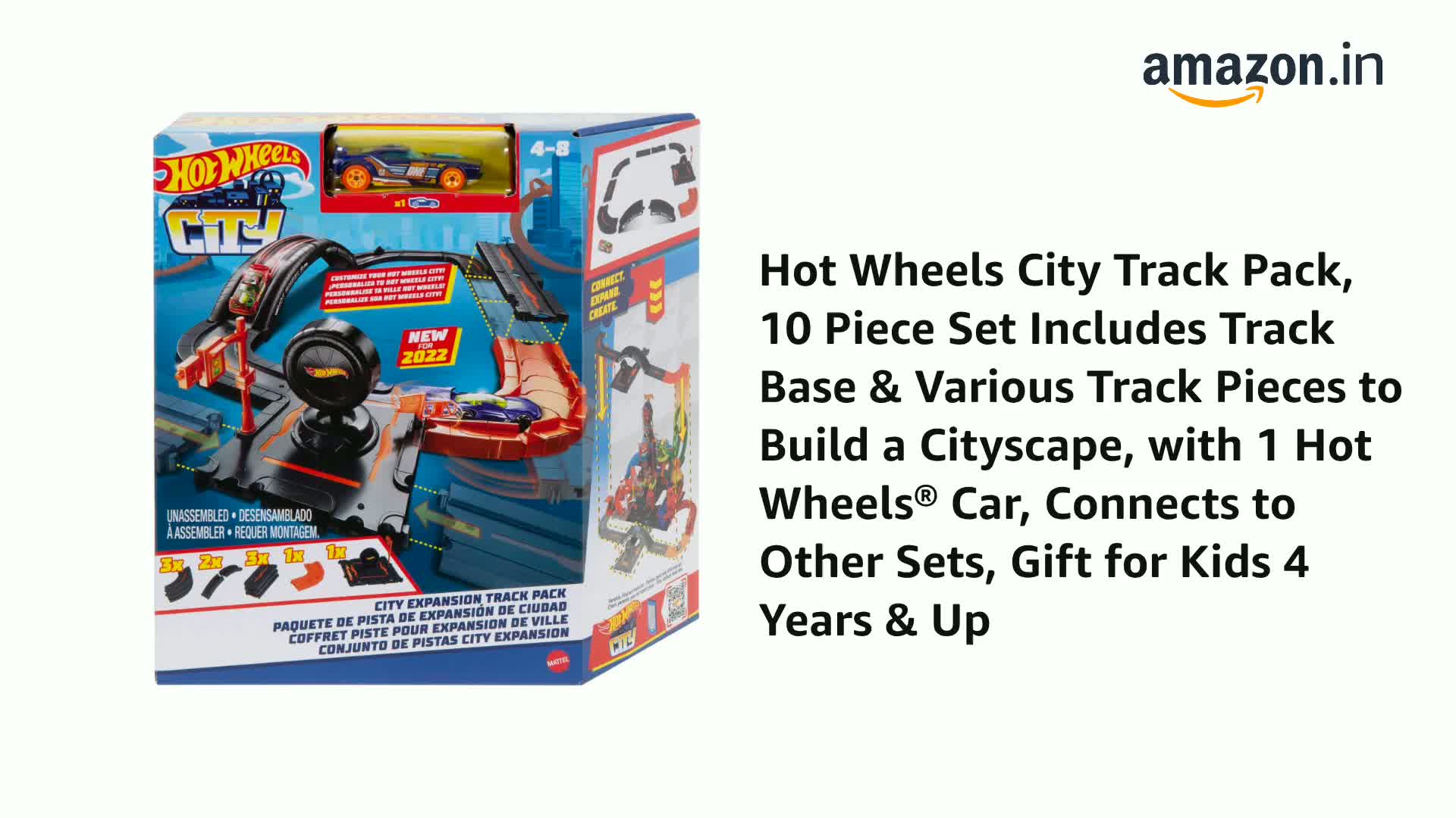 Buy Hot Wheels City Track Pack, 10-Piece Set with 1 Hot Wheels Car