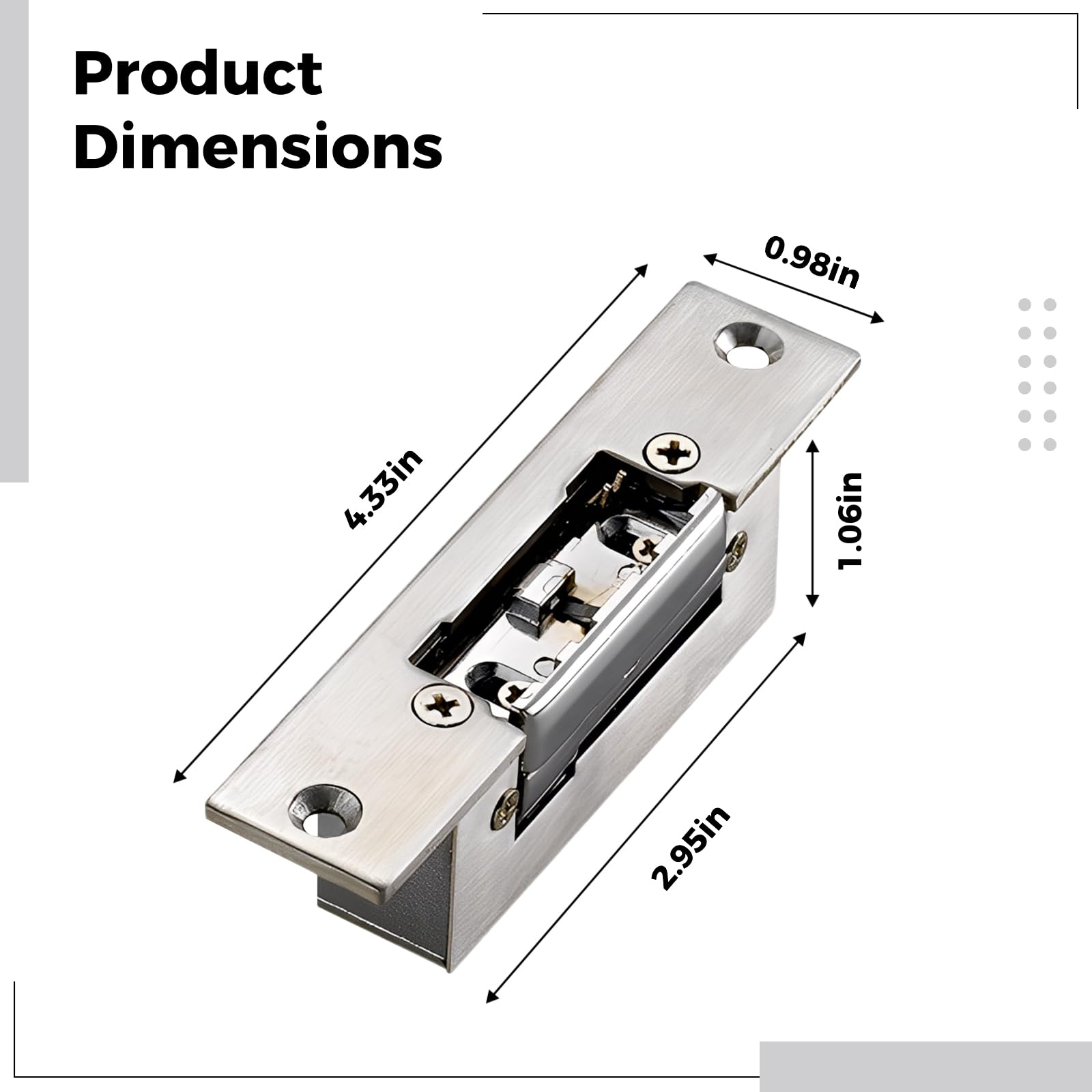 12 V Elektroschloss, silberfarben, schmal, elektrisches Türschloss, Edelstahl-Sicherheits-Schließbleche, 9,9 x 3 cm, für Außentüren
