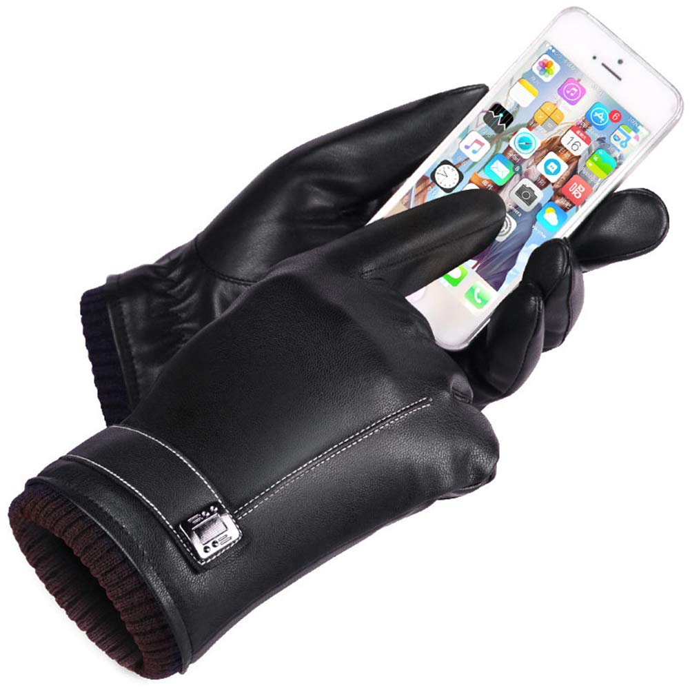 Touch Screen Coppia Guanti Uomo Inverno Pu Guida Ciclismo Impermeabile Outdoor Plus Velvet Ladies Guanti, (1 Coppia)