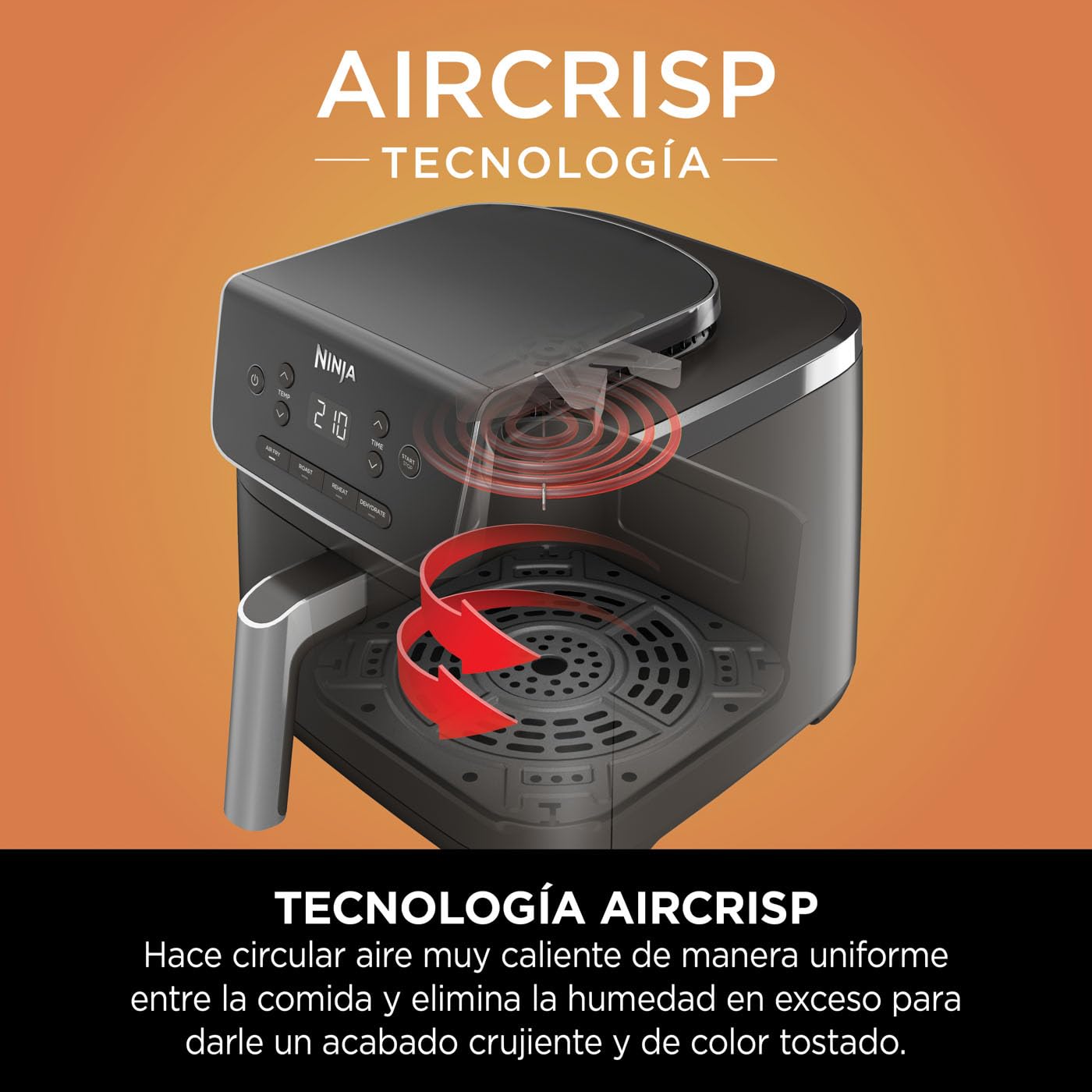 Ninja Air Fryer PRO, Freidora de Aire, 4,7L, Cesta Indiviual, AF140EU | 4 en 1, Freír con Aire, Asar, Recalentar, Deshidratar, 1-2 Porciones, Digital, Cesta y Rejilla Antiadherentes, en Negro