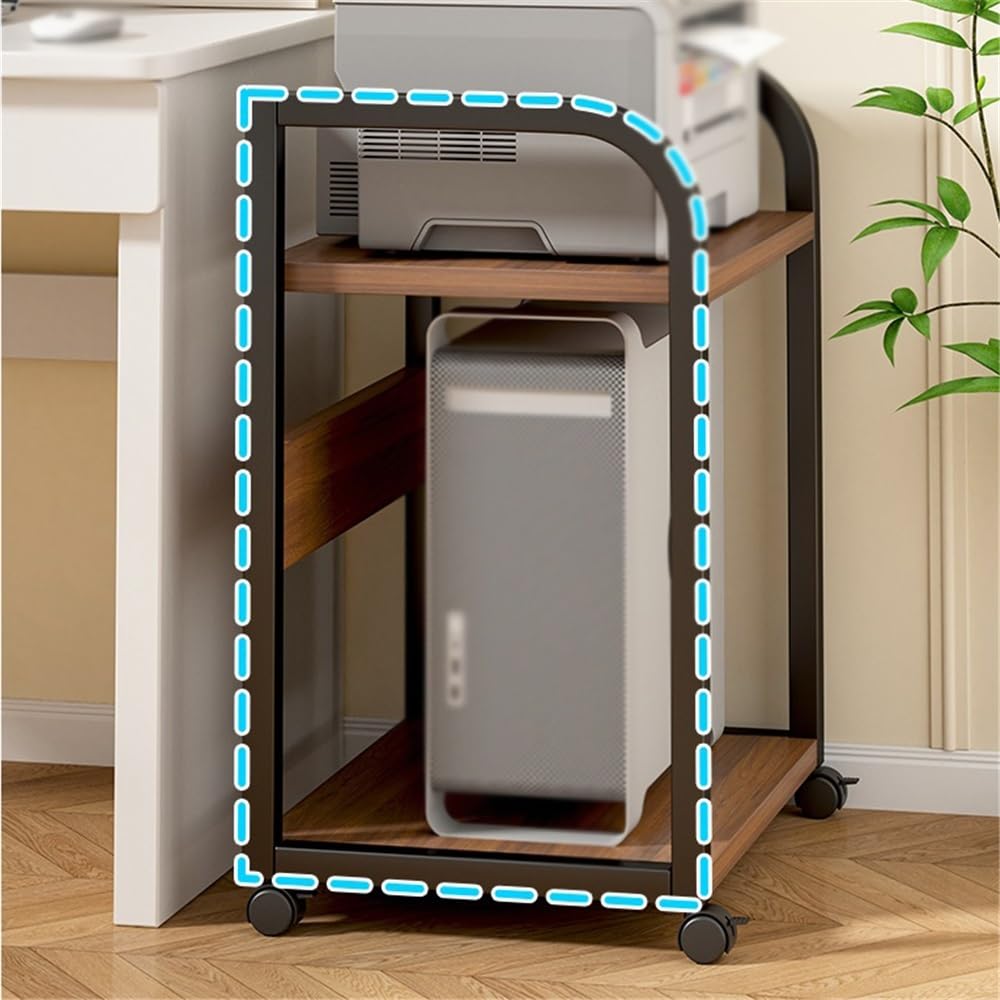 Supporto CPU mobile Supporto a torre for CPU Scaffale di stoccaggio multistrato for uso domestico Carrello for stampante desktop mobile con supporto for CPU a 2 livelli con 4 rotelle girevoli Si adatt