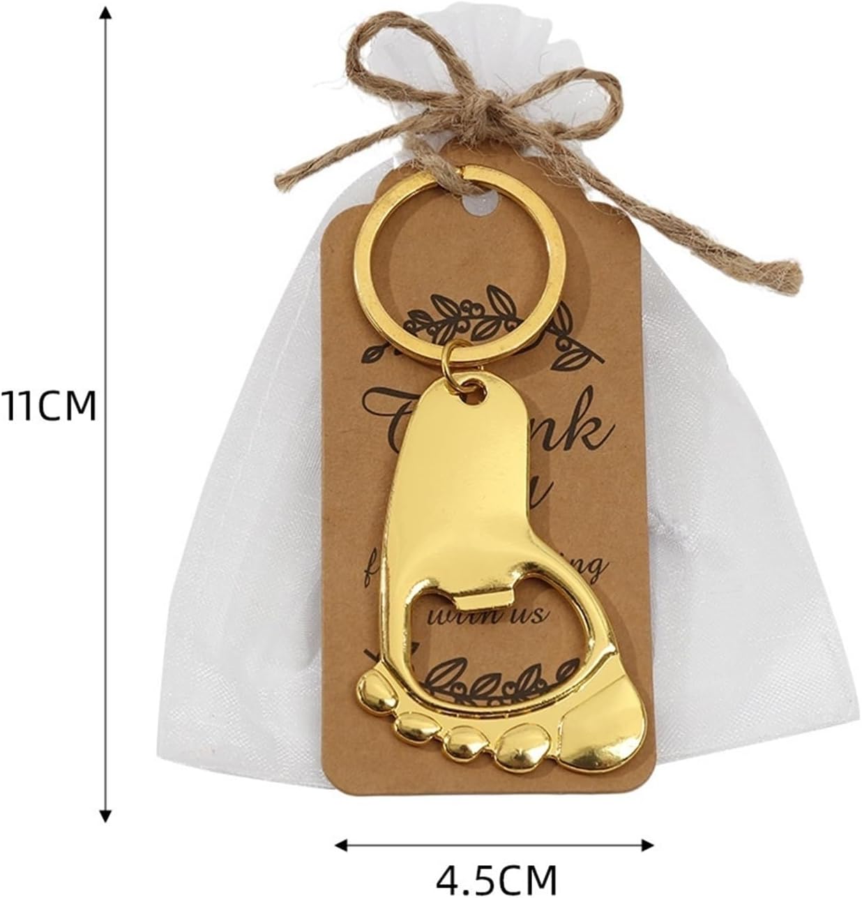 12-Set Baby Baptism Party Gift Set: Mini vessel Opener Keychain with Thank You Card and Organza Bag