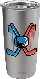 Hockey Sticks Puck Ice Rink Sports Dripping Paint Art Sport Stainless Steel Insulated Tumbler