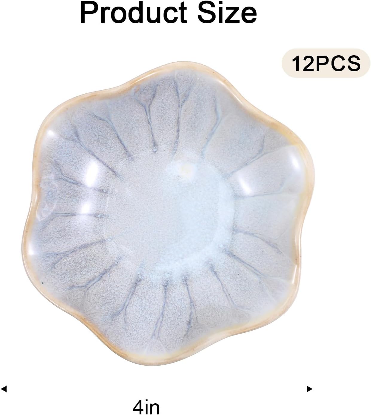 12 Pcs Ceramic Jewelry Bowl Set, Small Jewelry Tray Lotus Leaf Ring Dish Holder for Earrings Rings Keys - Blue White Trinket Dish