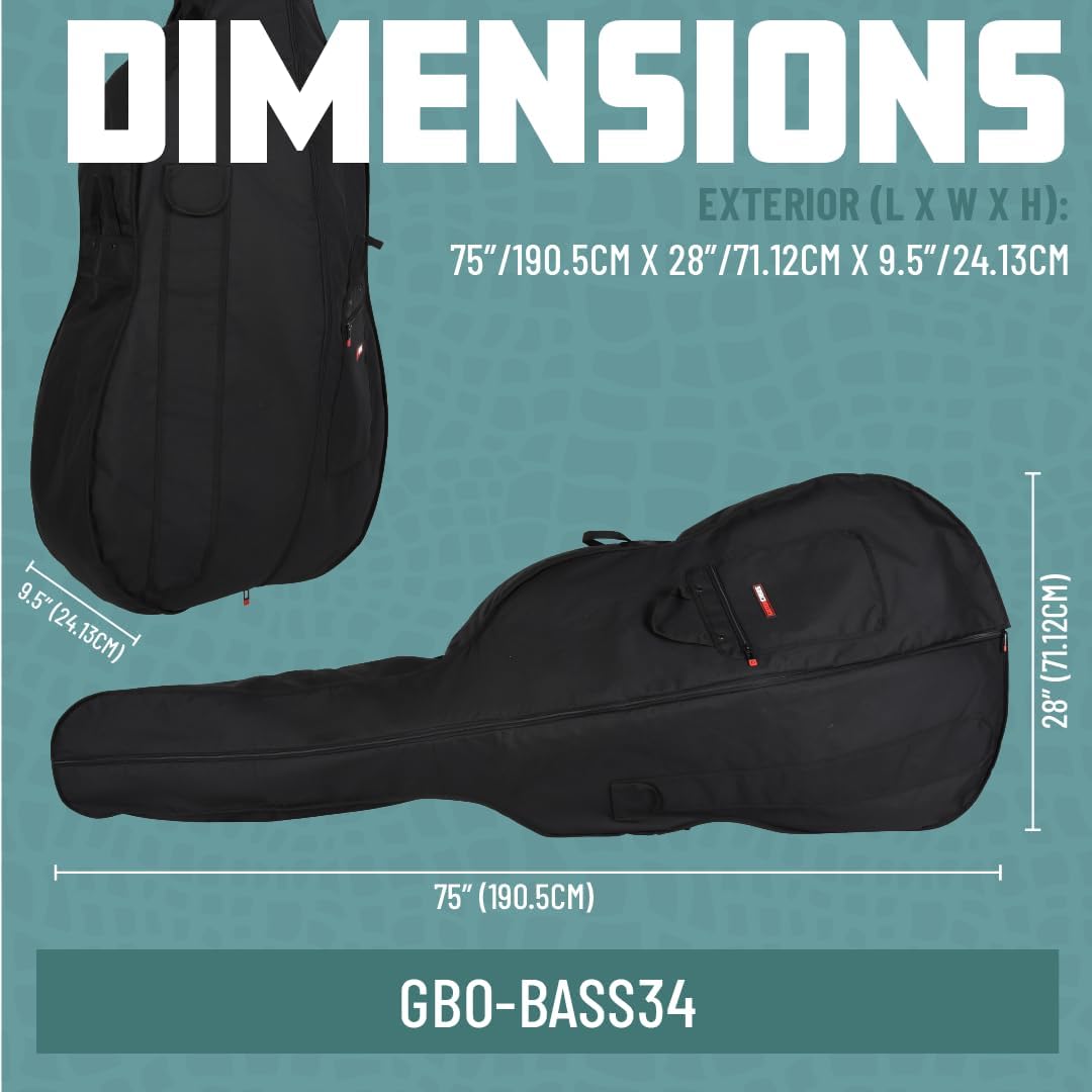 Gator Cases Lightweight Band and Orchestra Travel Bag for 3/4 UprightDouble Bass; (GBO-BASS34)