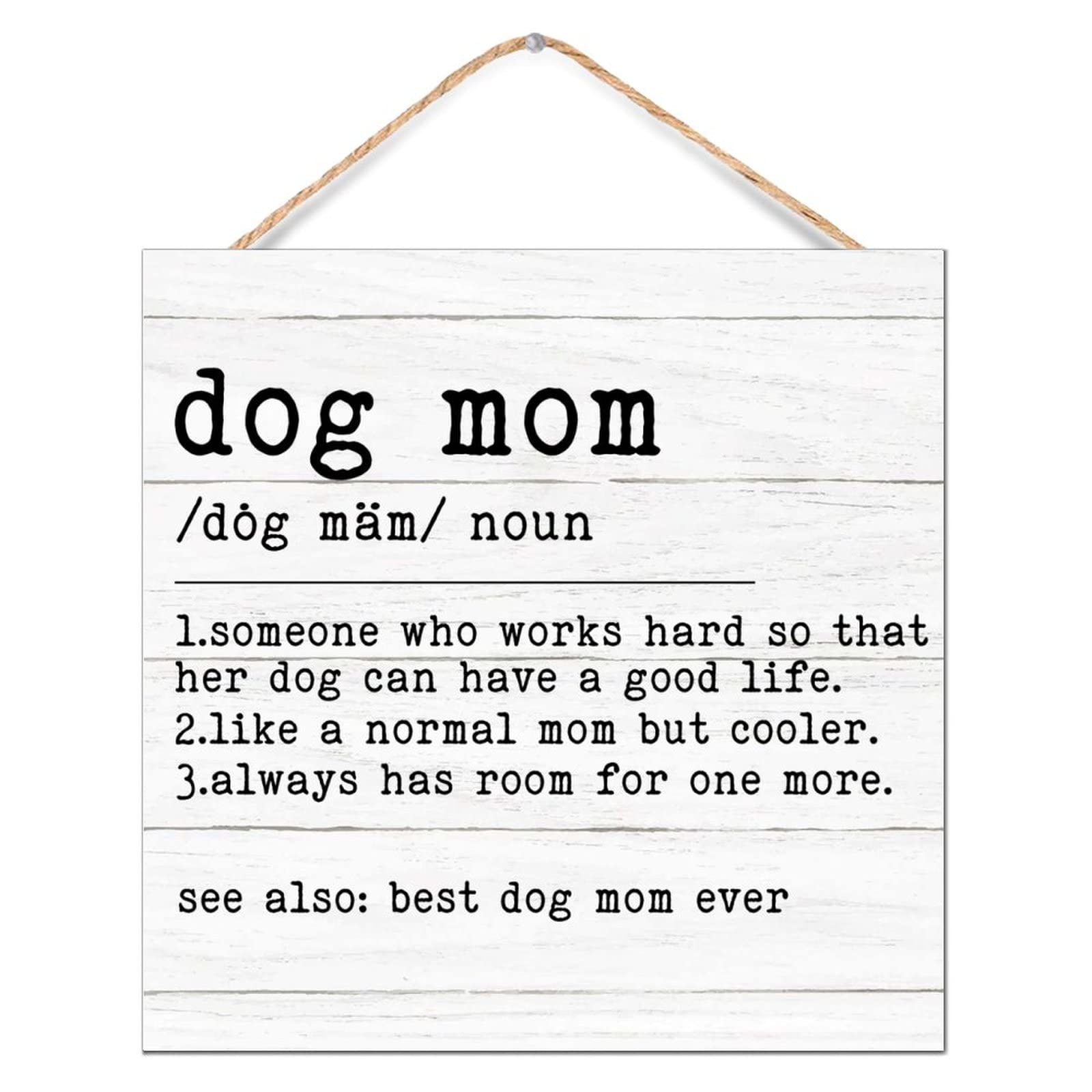Panneau bois vieilli Dog Mam Noun, le tableau émotionnel parfait pour une maman de chien fière