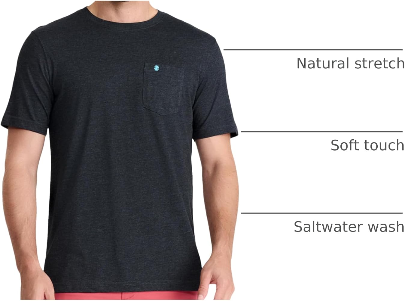 IZOD Men's Saltwater Soft Wash Pocket Crew T-Shirt, Black, Small