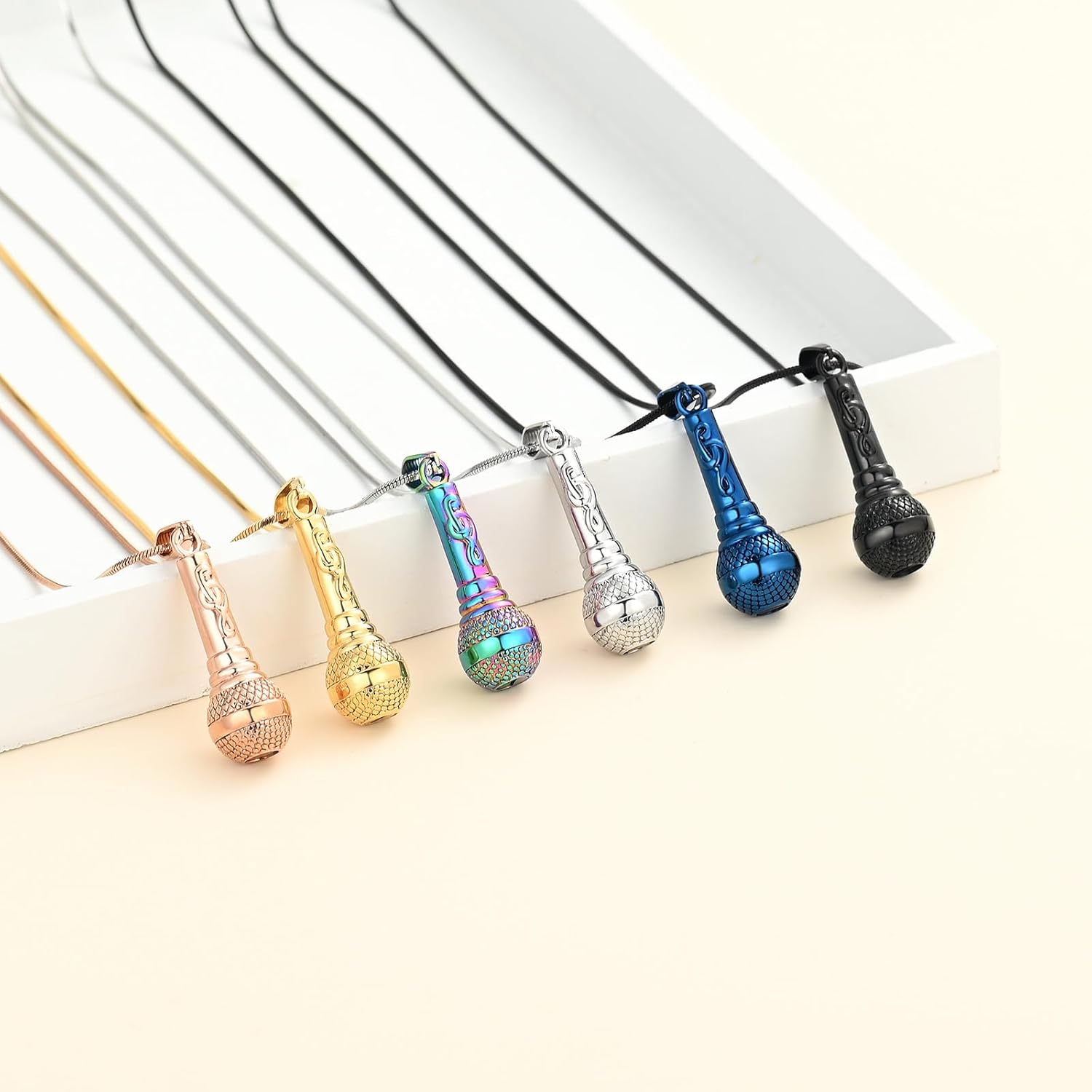 Microphone Cremation Jewelry for Ashes - Memorial Urn Necklace Ashes Holder Stainless Steel Keepsake Pendant Jewelry for Music Lover