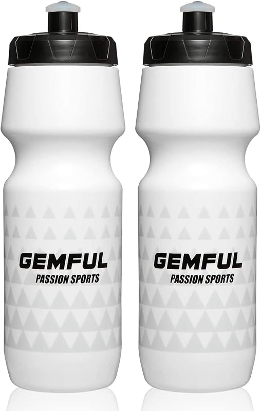 GEMFUL Bike Squeeze Water Bottle BPA Free 24 oz 2 Pack | Leakproof, Squeeze Design, Fits Standard Bike Cages, Reusable & Durable, for Cycling, Bike, MTB, Sport, Running