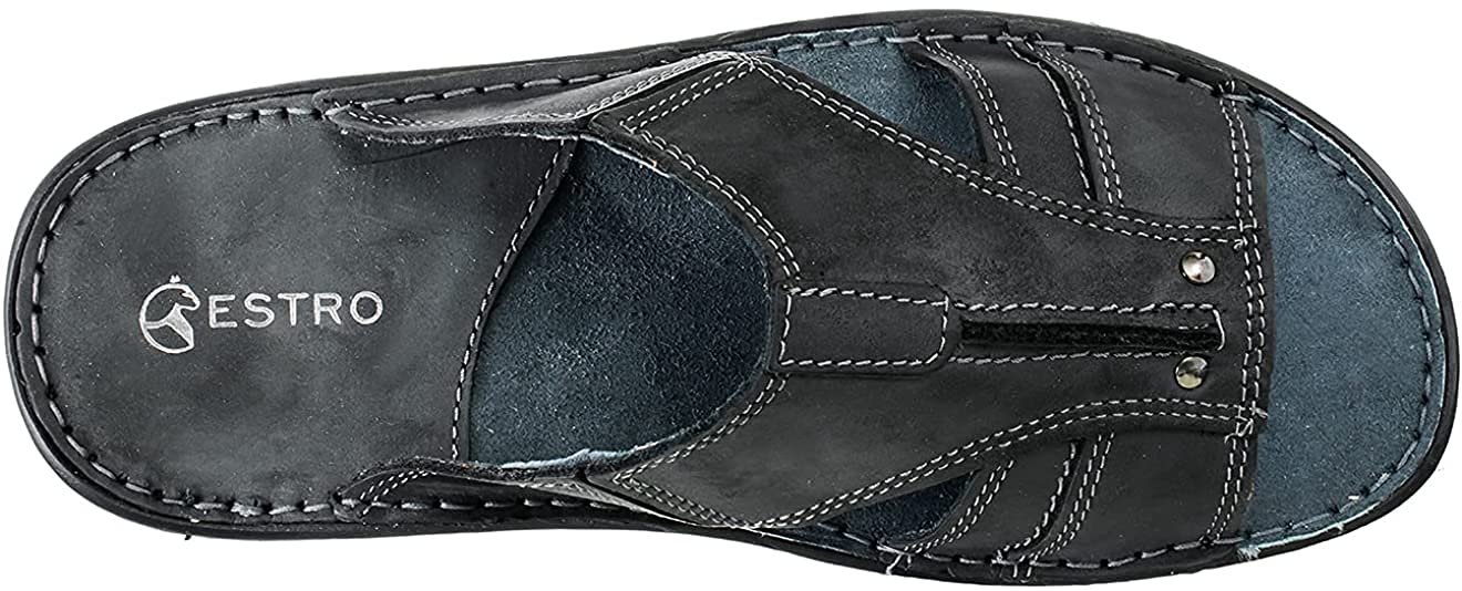 ESTRO Ciabatte Uomo Estive Pelle - Sandali Uomo Ciabatte in Pelle con Suola Gomma Antiscivolo s1