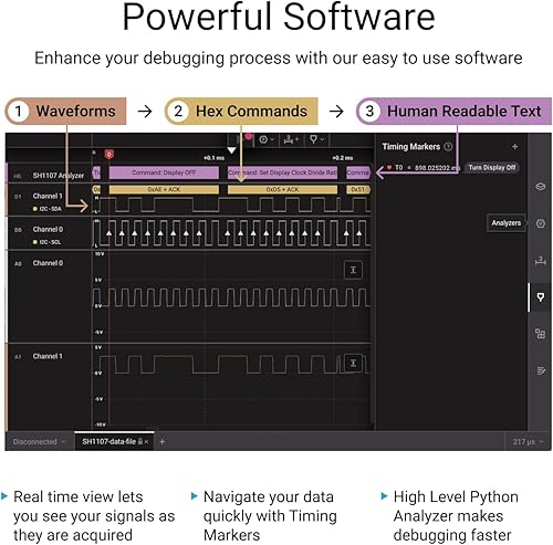 Miniatura 4 de Logic Pro 8 negro - Analizador lógico de 8 canales Saleae - Compatible con Windows Mac o Linux - Fácil de usar ultraportátil ahorra tiempo y