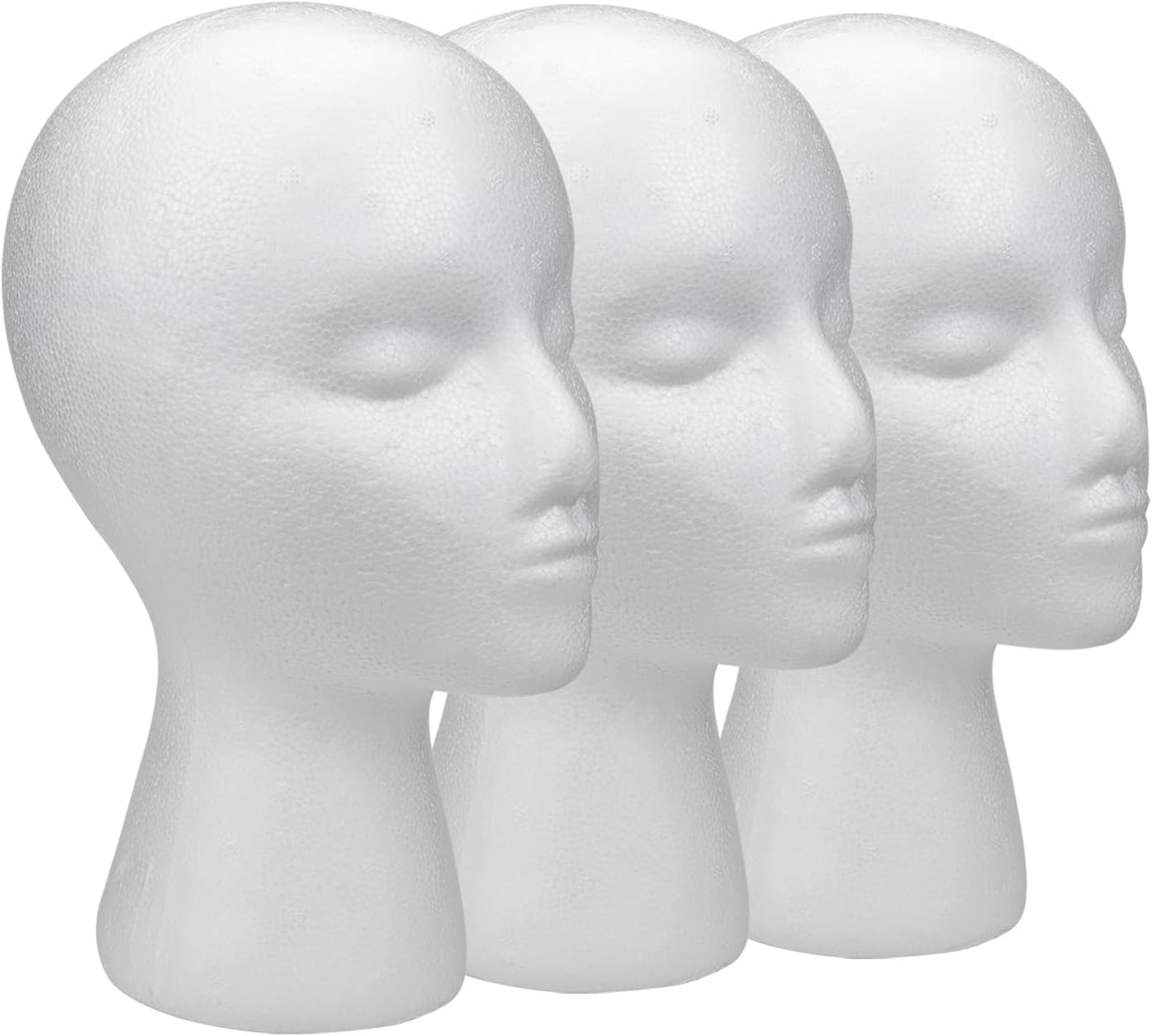 Foraineam 3 Pack 11 Inch Foam Wig Heads Female Mannequin Display Stand Holder Manikin Cosmetics Model Head for Wigs, Glasses, Hats, Hairpieces