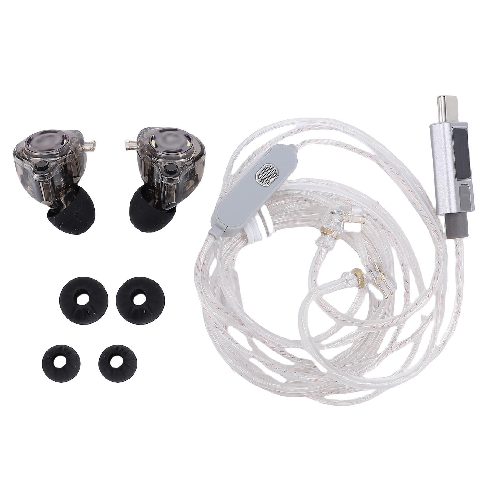 Luocute Auricolari da Gioco USB C, Auricolari Cablati HiFi con Cavo Staccabile a 2 Pin Microfono Integrato, Driver Ibridi 1BA+1DD Nelle Orecchie Cuffie per Smartphone Tablet