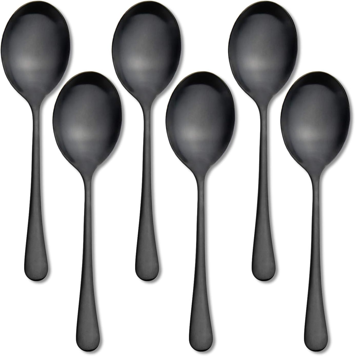 Serving Spoons, Matte Black X-Large Spoons, 6 Pieces 9.8 Inches Serving Tablespoons, AOOSY Stainless Steel Solid Buffet Banquet Flatware Kitchen Basics Serving Spoon Big Ladle Spoon