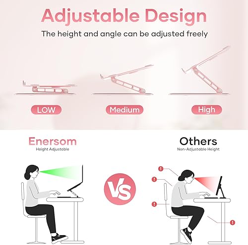 Miniatura 2 de Soporte portátil rosa para computadora de escritorio, soporte ergonómico plegable para MacBook Air Pro, Dell XPS, HP (11-17.3 pulgadas) todos los