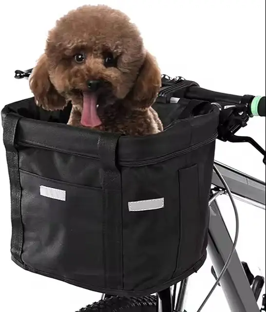 Cestino Bici Anteriore Pieghevole per Cani - Nero, Trasporto Animali Domestici
