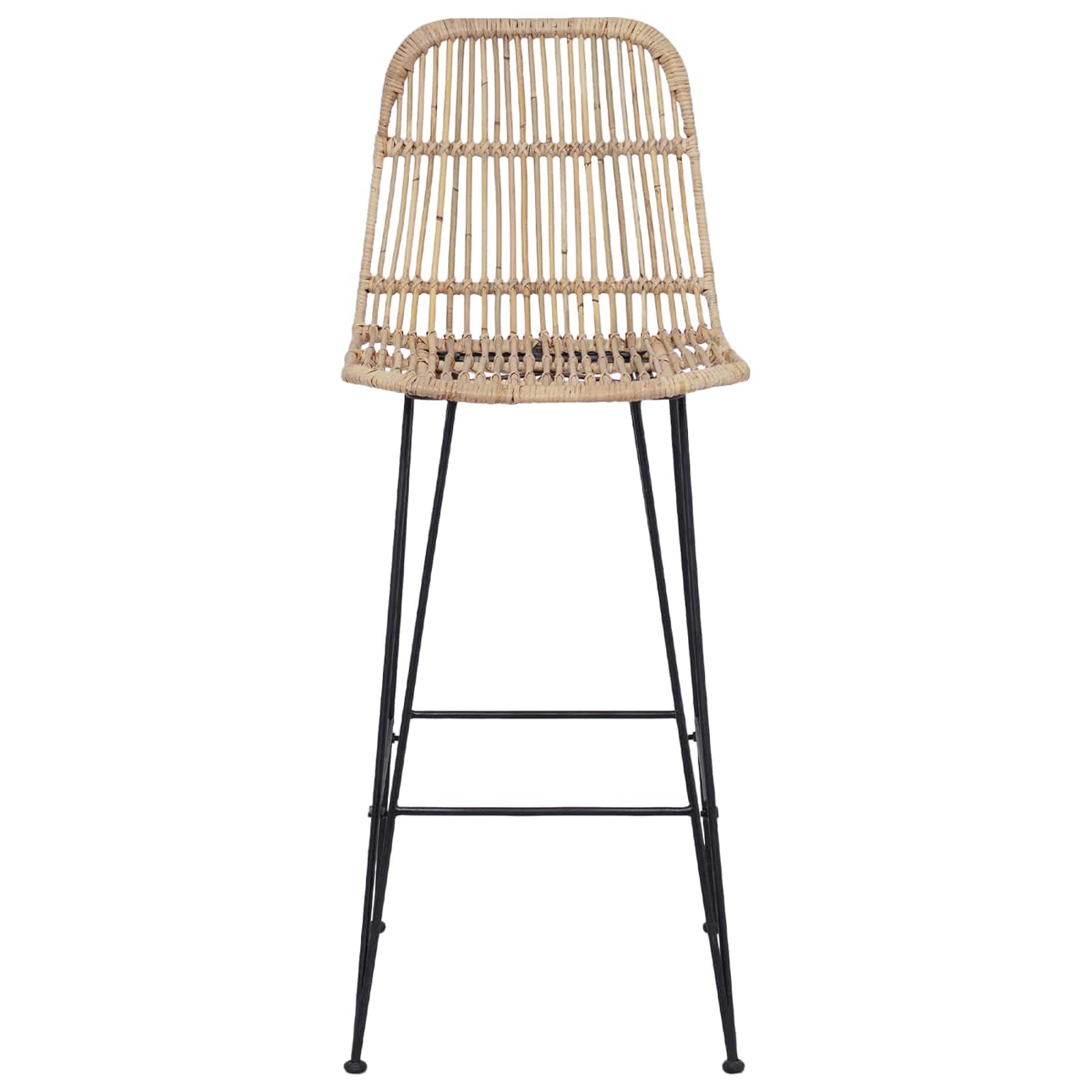 Taburete de bar 2pcs Natural 44 * 55 x 109 cm Rattan y Acero