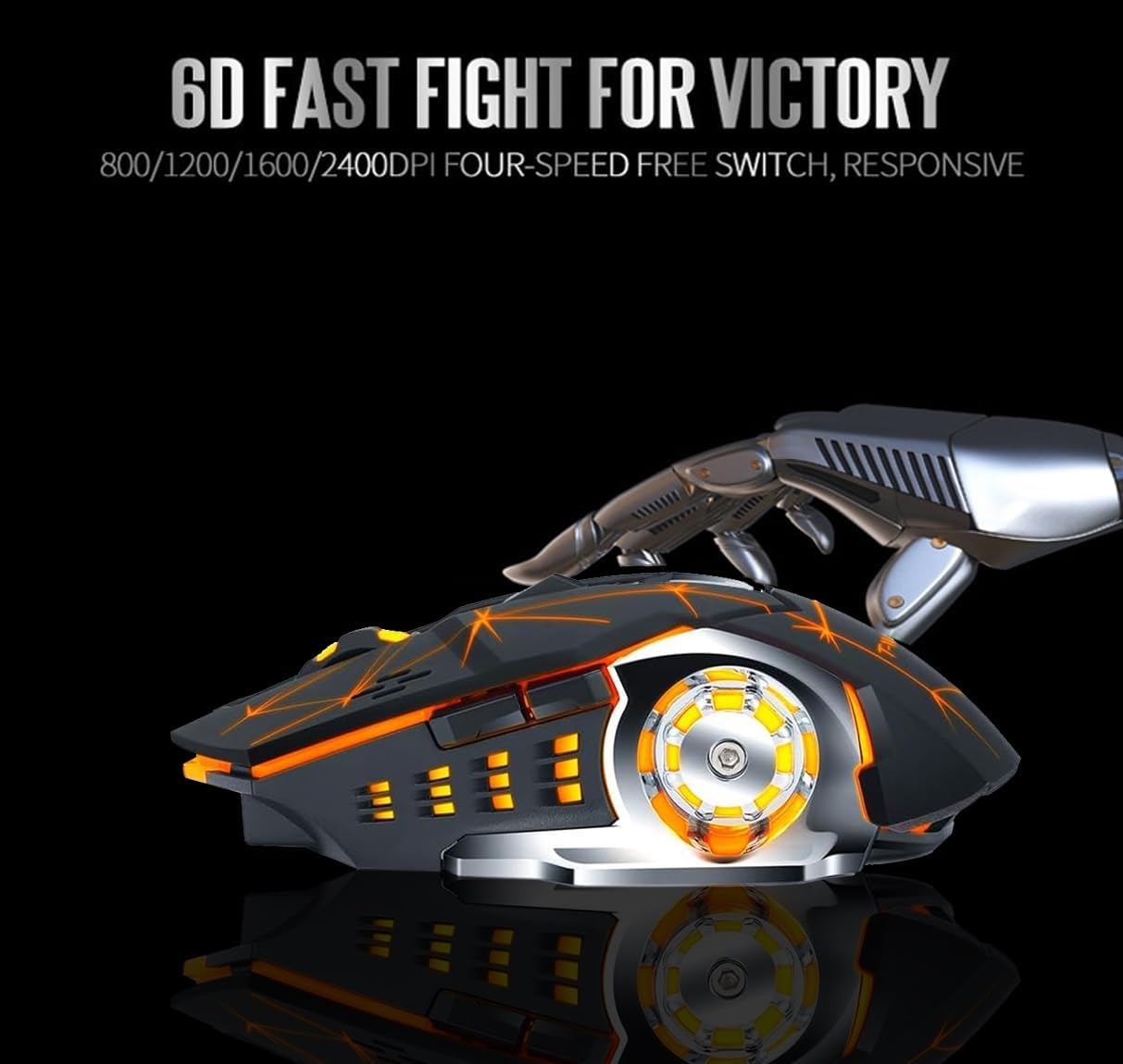 Rechargeable Wireless Bluetooth Gaming Mouse 7 Colors Rainbow RGB Breathing Backlit Adjustable 2400 DPI Ergonomic Grip Cordless Silent Click Computer Mice for PC Mac & Laptop (Star Black)