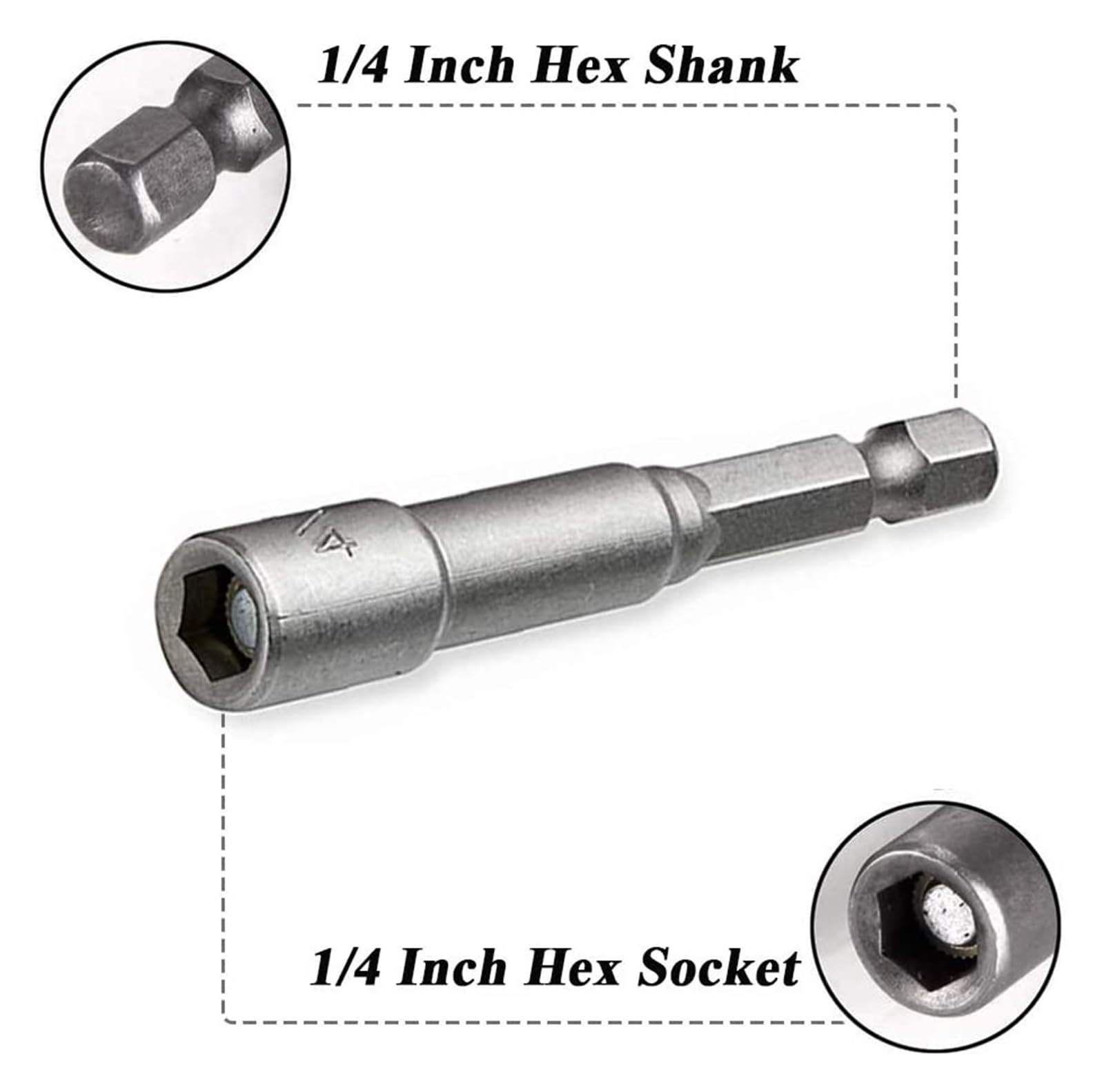 Destornillador de tuerca magnética con enchufe de impacto de 6mm-19mm, juego de llaves hexagonales de 1/4, adaptador de broca for taladros eléctricos, Kit de enchufe de controladores de imp