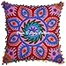 Stylo Culture Couvertures d'oreiller Indien Throw brodé Suzani Travail Pom Pom Dentelle Housse de Coussin 40 X 40 Coton carré Traditionnel Floral 43x43 cm Housse de Coussin (1 Pc)
