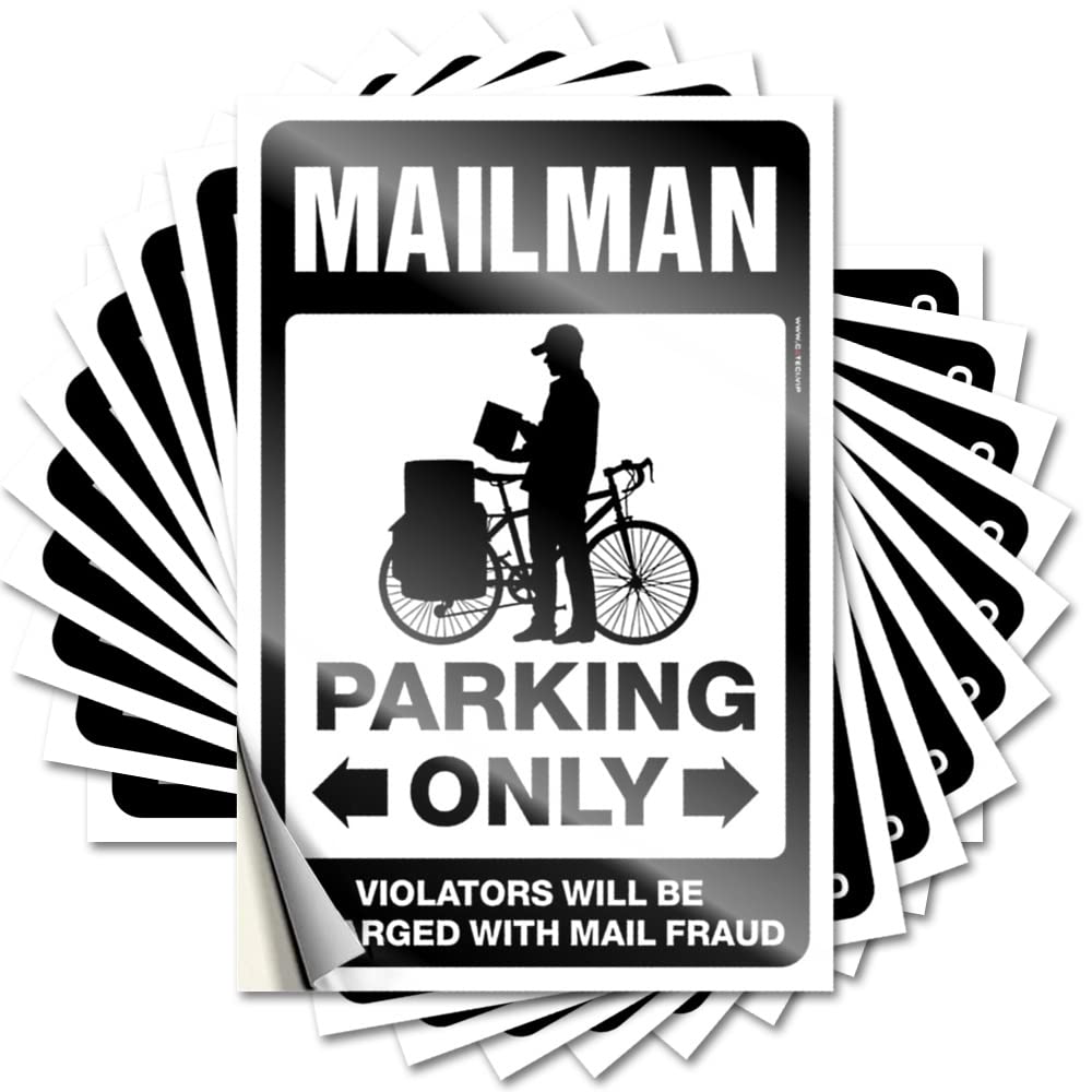 Mailman Parking Only Tall Quote | Bathroom Accessories Decor Waterproof Vinyl Door Paw Removable Decal Peel Stick(12X18CM)