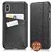 KAVAJ iPhone X Case Leather "Dallas" Black, Supports Wireless Charging (Qi), Slim-Fit Genuine Leather iPhone X Wallet Case Leather Flip Case Folio With Business Card Holder Cover Book Case