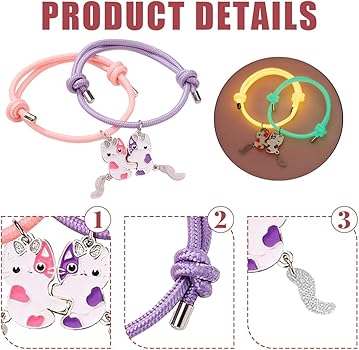 LUOKIFUR Confezione Da 2 Bracciali Dell'Amicizia A Forma Di Tartaruga Per Ragazze E Adolescenti. Bracciali Regolabili Con Cordino, Per Migliori Amiche - 6