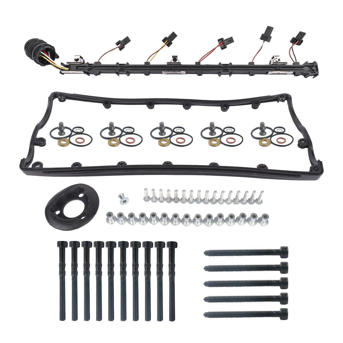 Compatibile con T5 Mul-tivan 2.5 TDI Cablaggio Pompa Ugello e Coperchio Valvola Guarnizione AXE AXD BAC 070971033