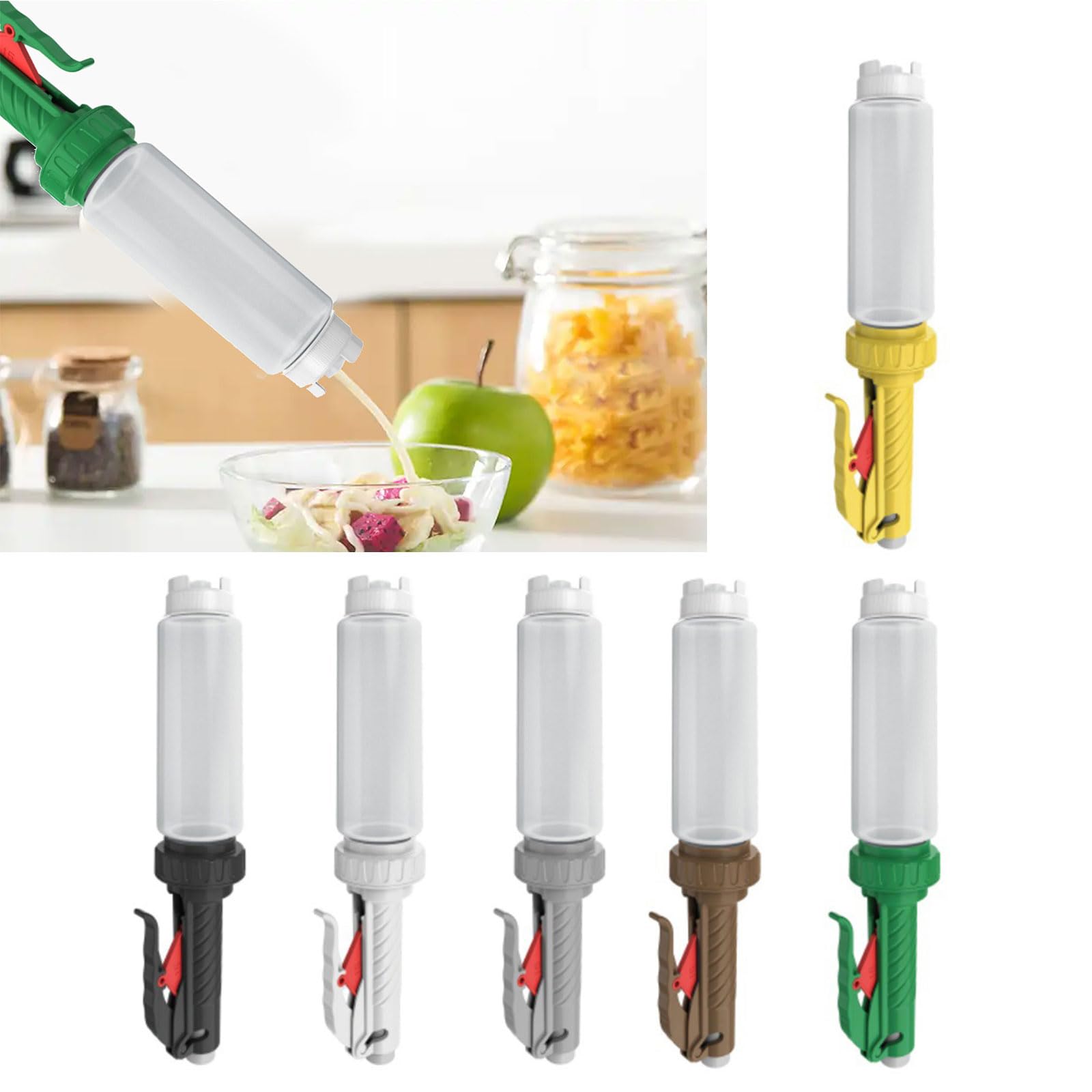 Dispenser per salse, ricaricabile, 480 ml, da appendere, per insalata, condimenti, per ristoranti impegnati, per salse, condimenti per insalate, bottiglia da spremere