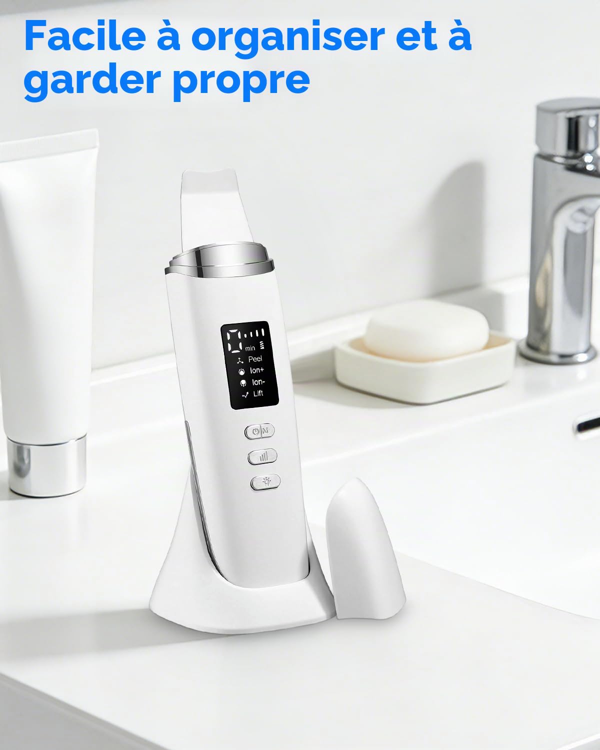 Aspirateur Point Noir, Avec 4 Modes Cisage et Intensité Réglable, Aspirateur Point Visage, Lumière Rouge et Bleue, Affichage LED et Fonction d'arrêt Automatique, Epurateur de peau Visage