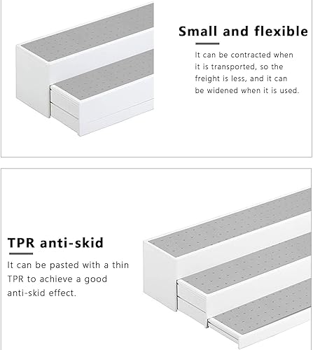 Miniatura 2 de Estante de especias de 3 niveles, organizador de especias de plástico expandible antideslizante, estante de cocina, soporte de almacenamiento de